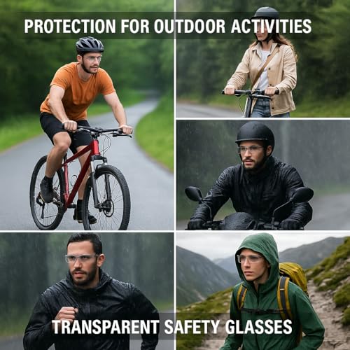 Image of KT Safety Glasses with Protective Hard Case - Transparent Anti-Scratch Safety Goggles for Eye Protection - Lightweight, Clear Lens Eyewear for Work, Lab, Riding & DIY Use