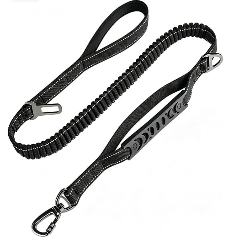 Tactical Bungee Dog Lead, Heavy Duty Dog Leash for Large Dogs (Black)
