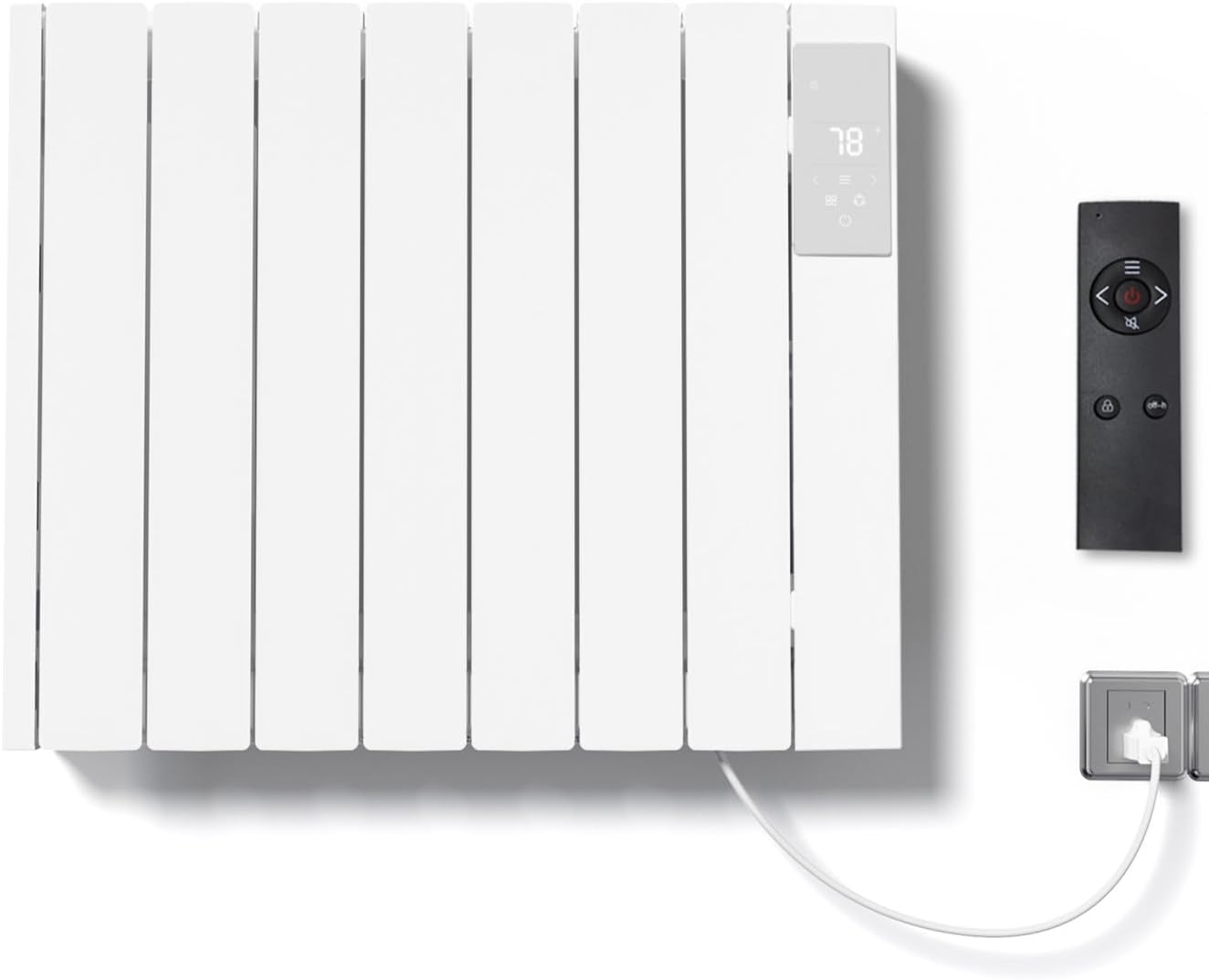 1500W Electric Heater Wall Mounted & Freestanding, White Aluminum Convection Panel Heater