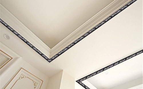 Miniatura 3 de Moldura flexible autoadhesiva de 118 pulgadas, impermeable, 3D, líneas de pared, papel tapiz para decoración del hogar (negro + plateado)