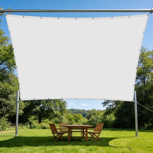 Voile d'ombrage imperméable 6x10m blanc avec oeillets pour terrasse - 2