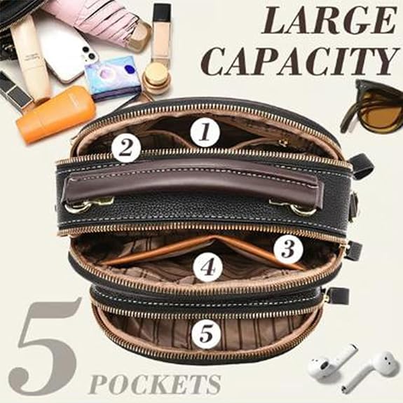 Eastward Crossbody Bag, Classic Leather Purse with Wide Adjustable Strap Mutiple Compartments Leather Crossbody Bag4