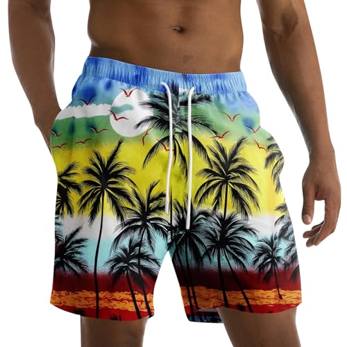 Men's Swim Trunks Hawaiian Quick Dry Swimming Bathing Suit with Pockets Stretch Beach Board Shorts2