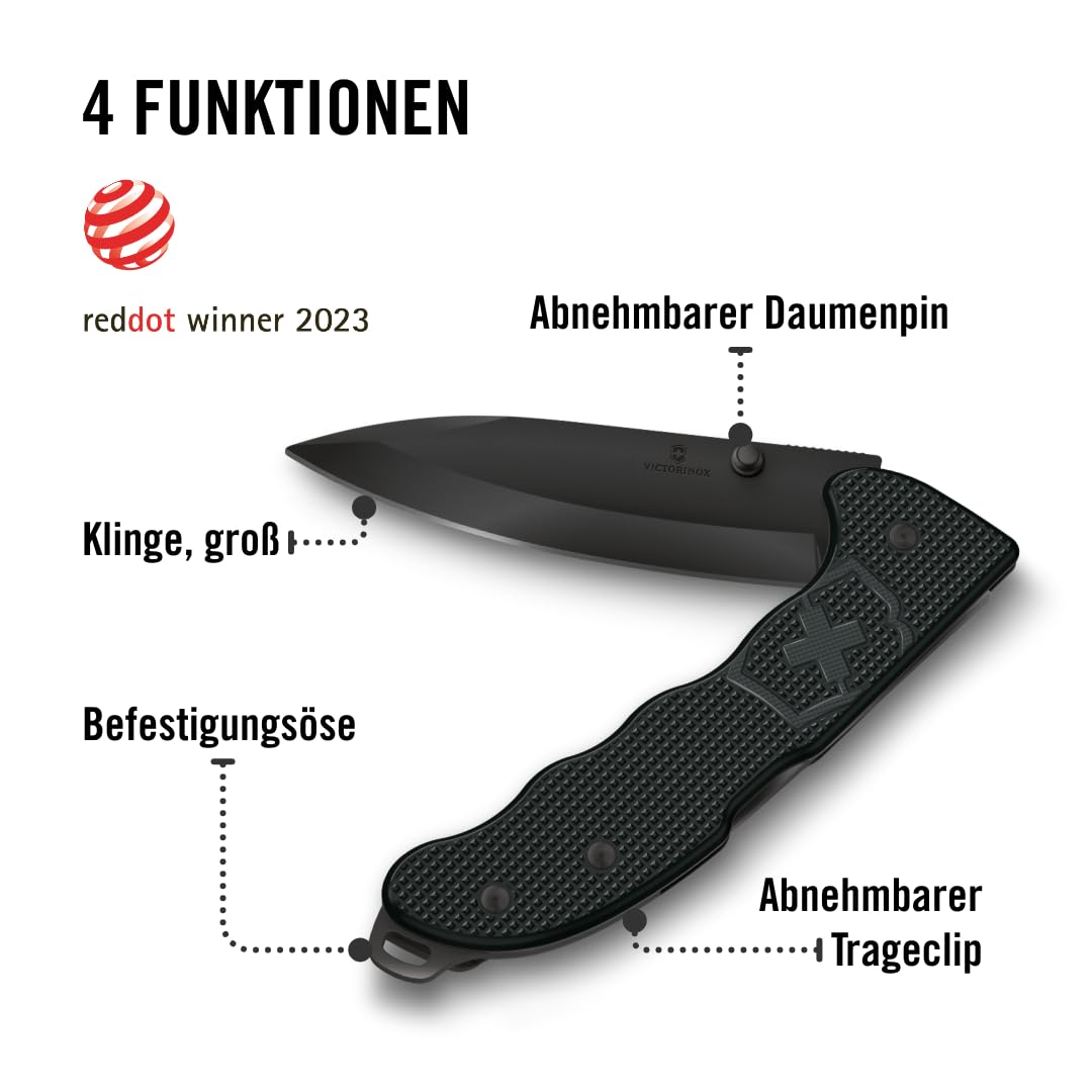 Victorinox Schweizer Taschenmesser Hunter Evoke BS Alox, Klappmesser Outdoor, 4 Funktionen Inkl. 10 cm Klinge und Daumenpin, Schwarz