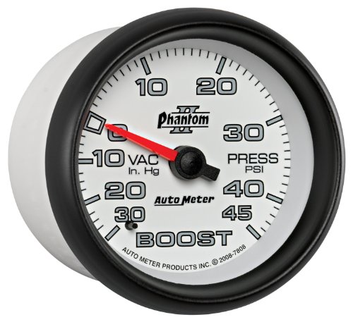Image of Auto Meter 7808 Phantom II 2-5 /8 inch 30 in Hg.-45 PSI Mechanical Boost-Vacuum Gauge