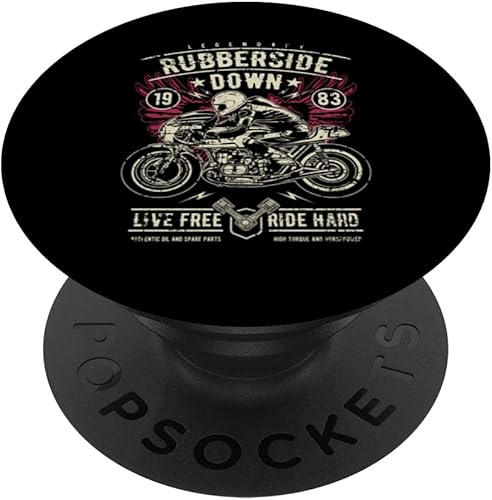 Retro Cafe Racer Rubberside Down Motorcycle Race Design PopSockets Swappable PopGrip