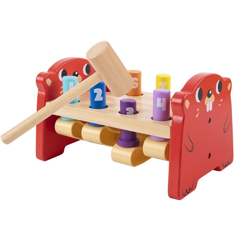 ODG - Banco Gioco della Talpa da Martellare in Legno con Numeri Colorati - Gioco Educativo e Divertente