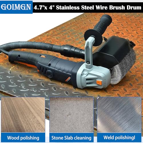 Image of 4.7 inchx 4 inch Stainless Steel Wire Brush Drum,0.3mm Drawing Wheel Wire Wheel Burnishing Tool,Surface Conditioning Tool Drum for Metal Surface Polishing Grinding Rust Removal-3 /4 Quad Keyway