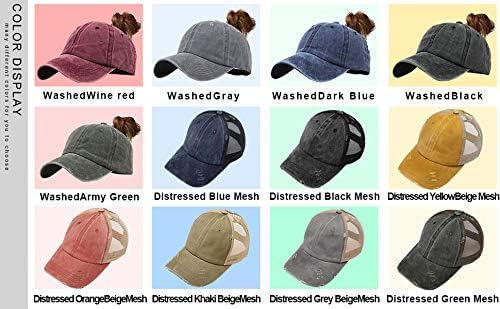 Criss Cross Hat Washed Distressed Baseball Cap Ponytail Hat High Messy Bun Ponycap for Women - Image 8