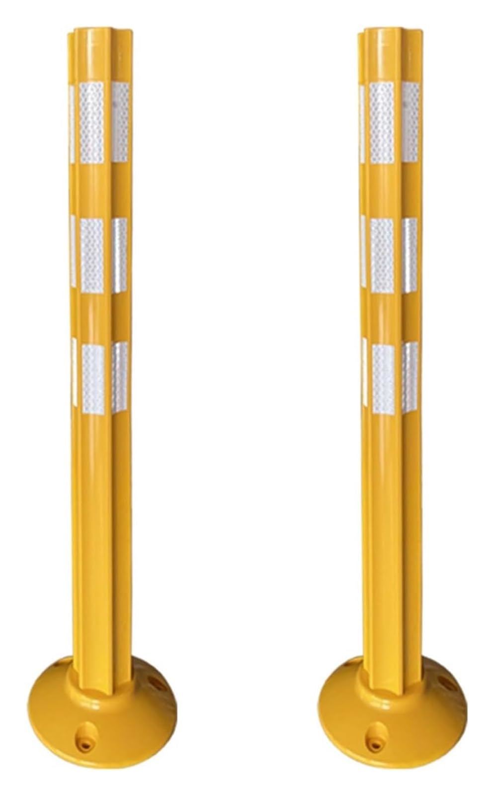 CWCQGH Safety Bollard Bollard Covers Traffic Safety Cones Removable 2 Pack Yellow with Reflective Tape for Driveway Barrier Parking Pole