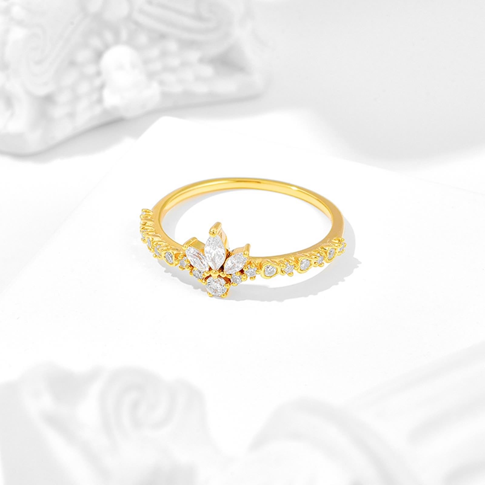 Anillo de solicitud Au 375/585/750 de oro con marquesa moissanita de hoja, anillos de boda