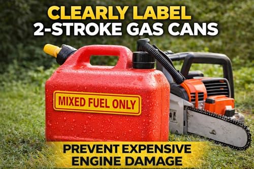 Image of WSQ 2-Pack Mixed Fuel Only Vinyl Sticker Decal Labels Markers For Fuel Tank Gas Can Chainsaw Self Adhesive Sticker Size 6.25 x 1.25 inch
