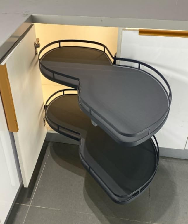 BotaBay Swing Left Blind Corner Cabinet Pull Out for 36 inch Cabinet, 2 Tier Swing Tray Blind Kitchen Cabinet, Soft Close Cloud Blind Organizer for Right Handed Open (Grey, Right)