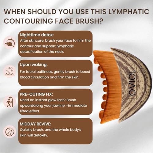 Image of OVIOL Lymphatic Contour Face Brush | Lymphatic Brush Face Massager for Sculpting and Drainage | Face Massage Tool for Jawline and Neck | Soft Bristles Ergonomic Design with Travel Case