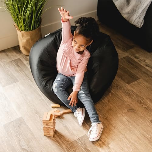 image for Big Joe Classic Bean Bag Chair, Black Smartmax, Durable Polyester Nylo
