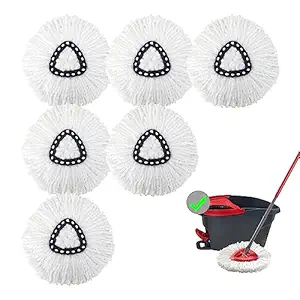 6 Pack Microfiber Replacement Mop Heads Spin Mop Refills Easy Cleaning Mop Head Replacement with 2 Microfiber Cloths