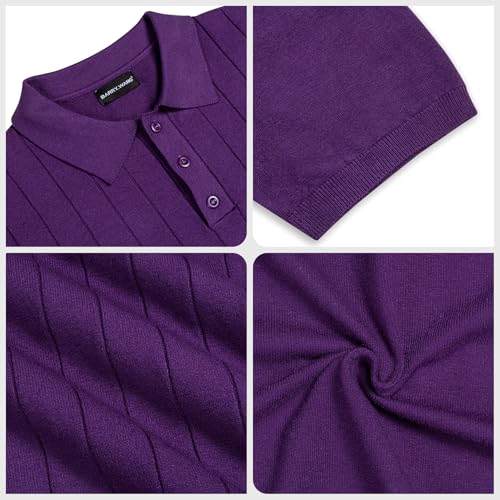 Camiseta polo informal para hombre Barry.Wang, tejido acanalado, manga corta, botones, ideal para verano, playa, vacaciones, golf y ocasiones casuales miniatura 4