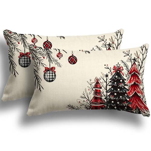ZWJD Kissenbezug Weihnachten 40x60 2er Set Kissenbezüge Dekokissen...