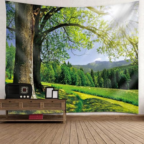 Tenture Murale Forêt Arbres pour Masquer un Mur - Tapisserie Nature Salon 140x210 cm
