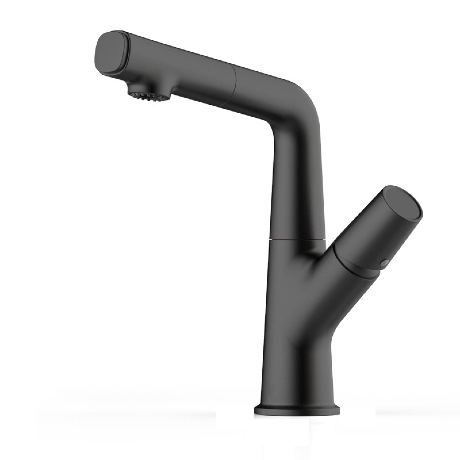 Mitigeur de lavabo relevable eau chaude et froide avec douchette extractible noire