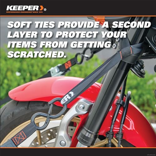 image for Keeper Ratchet Tie Down Straps Kit, 4 Pack - 1in. x 15ft. Heavy Duty C