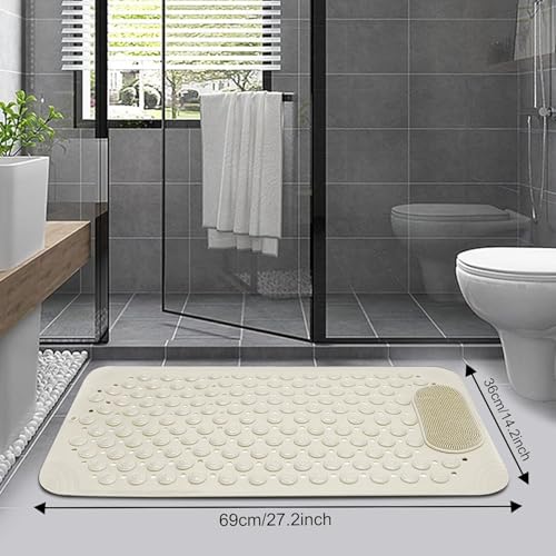Image of Charge -X Anti Slip Bath Mat with Foot Scrubber for Bathroom | 2-in-1 Silicone Shower Mat with Suction Cups & Drainage Holes | Deep Cleaning Foot Scrubber Massage Mat (70 x 35 cm) Kakki