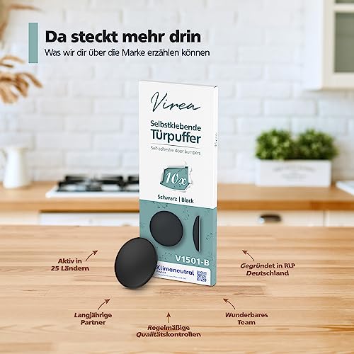 virea 10 x Türstopper 40 x 8 mm Schwarz - - Selbstklebende Türpuffer - - Elastische Wandpuffer - - Zum Schutz von Wänden und Möbeln - - Wand-Stopper in dezentem Design - - Türgriff-Puffer
