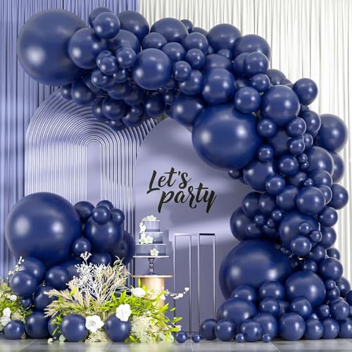 Image of 114pcs Navy Blue Balloons, 18 12 10 5 inch Nile Blue Balloons Garland Arch kit, Different Sizes Navy Balloon for Graduation Wedding Baby Shower Birthday Party Decorations