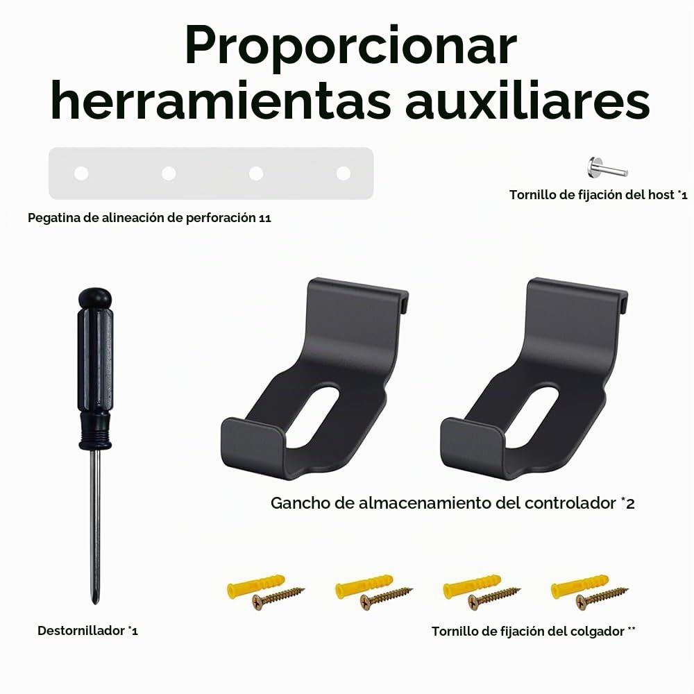 Soporte de Pared para PS5/PS5 Slim (Disco y Digital) Con 2 Soportes de Controlador, Acero Compatible Con Consola PS5