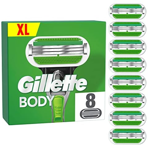 Gillette Body Rasierklingen für Nassrasierer Herren, die stärker als Stahl sind, 8 Ersatzklingen mit 3-fach Klinge Cover