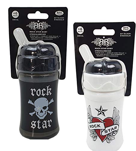 Rock Star Baby 2 Stk Strohhalmbecher Trinkbecher 340 ml Pirat und Wings