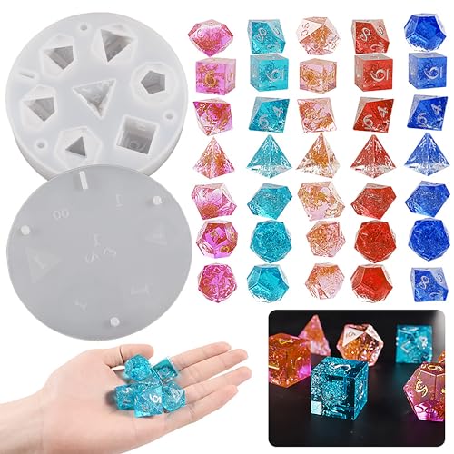 7 Cavities Dice Resin Mold - Resin Casting Silicone Molds for Home Decor & Candle Making Wave Spiral Mold