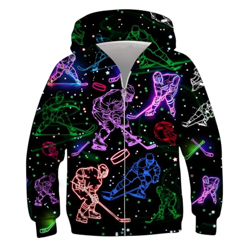 Idgreatim 6-14T Boys Zip Up Hoodies Kids 3D Graphic Hoody Sweatshirt Zipper Pullover with Pockets