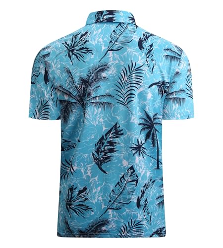 Alex Vando Mens Hawaiian Golf Shirt Moisture Wicking Digital Print Golf Shirts for Men