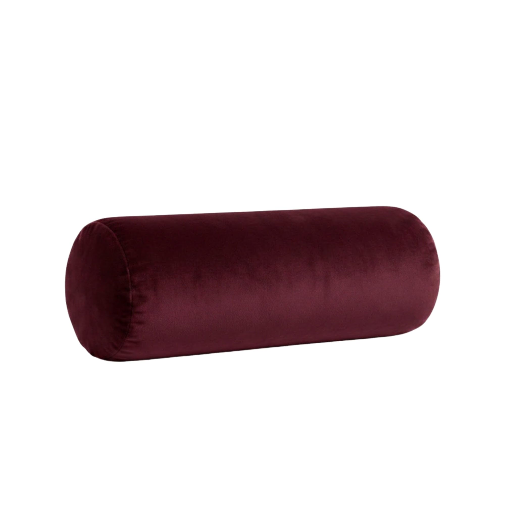 Kosiproducts Round Bolster Cushion Lumbar Support Plush Velvet Pillow Neck Relaxing Soft Virgin Hollow Fibre Filling Roll [100cmx20cm, Burgundy]