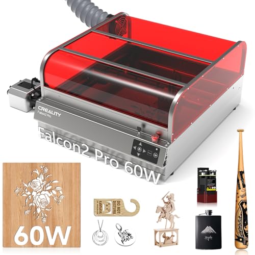 Image of Creality Falcon2 Pro 60W Laser Engraver, Enclosed Laser Cutter with Air Assist, 3-in-1 Laser Module, HD Camera Positioning, Auto Fan, Class 1 Safety Laser Engravering Machine for Wood and Metal