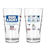 Bud Light Official 32 Team NFL Pint Glass, 2-Pack
