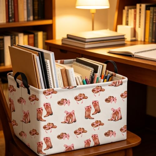 Image of Rectangle Storage Basket,Waterproof Organizer,Gift Basket,Room Decor(New Cowgirl)