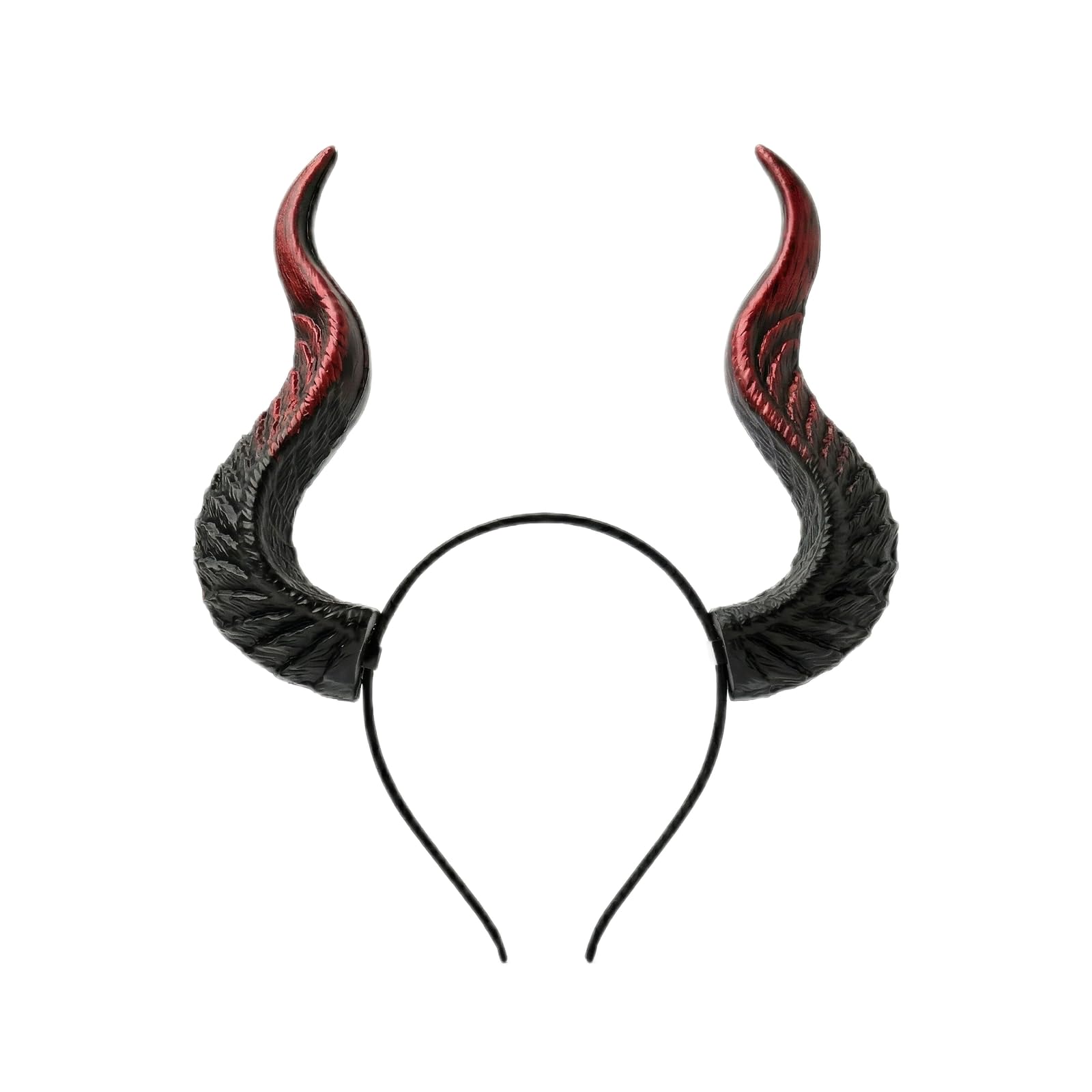Adult Devil Horn Headband Halloween Demon Witch Horn for Women Men Headwear Black Red Devil Ox Horns Witch Queen Cosplay Carnival Masquerade Headdress Hair Accessorie Party Photo Props (Black+Red)