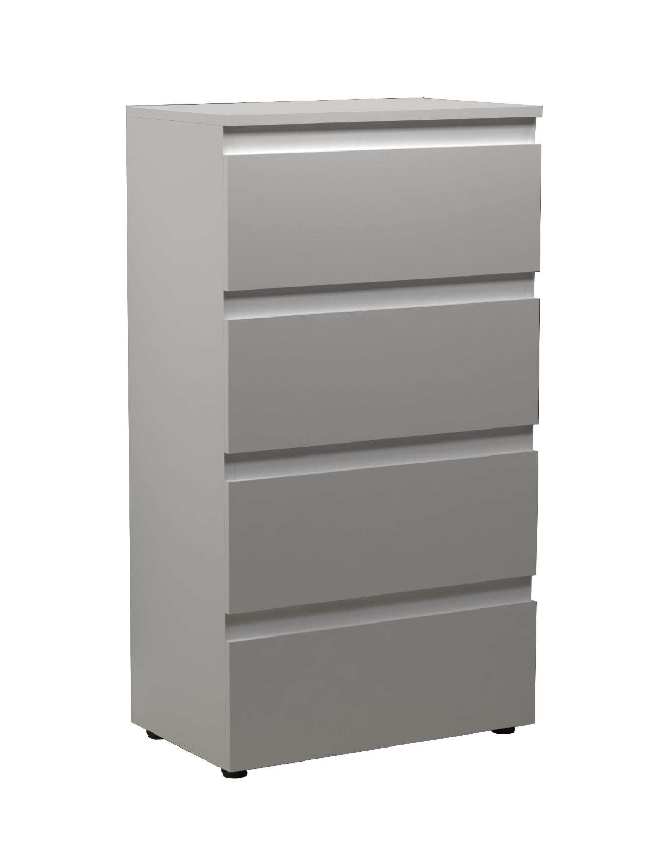 spot on dealz® 4 Drawer Chest of Drawers - Slim White Storage Cabinet for Bedroom, Living Room, Bedside - Modern Tall Nightstand with Display Shelf - Home Furniture Organizer