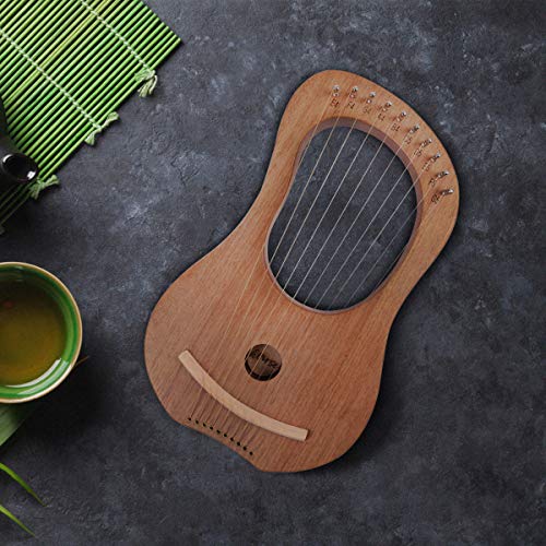 Horse Lyre Harp,10 Metal String Bone Saddle Lye Harp Mahogany String Instrument with Tuning Wrench Extra one Set String Piezo Pickup and Black Gig Bag - Thumbnail 3