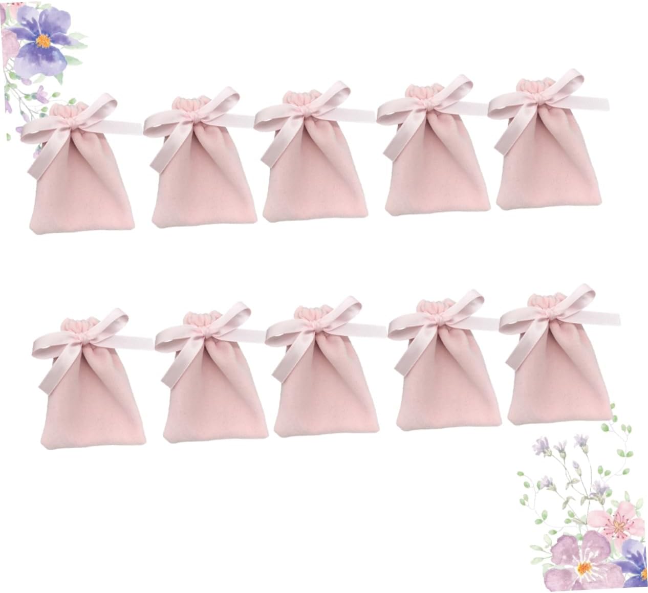 ORFOFE 20pcs Plush Drawstring Bag Pink Jewelery Pouch Storage Wedding Candy Bags