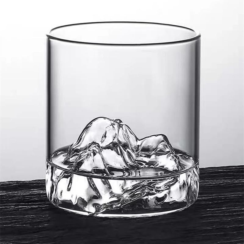 Lot de 4 verres à whisky en forme de montagne de style japonais – Verre transparent multi-usages pour cocktails, vin, jus de fruits, résistant à la chaleur et durable, cadeau pour la