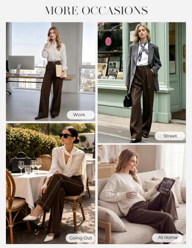 GRACE KARIN Wide Leg Pants for Women, Casual High Waist Palazzo Trousers, Fall Business Office Dress Pants Khaki XXL — view 6