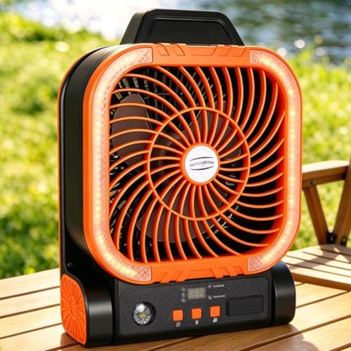 Ventilador de panel solar para camping con luces para evitar calor y oscuridad 4