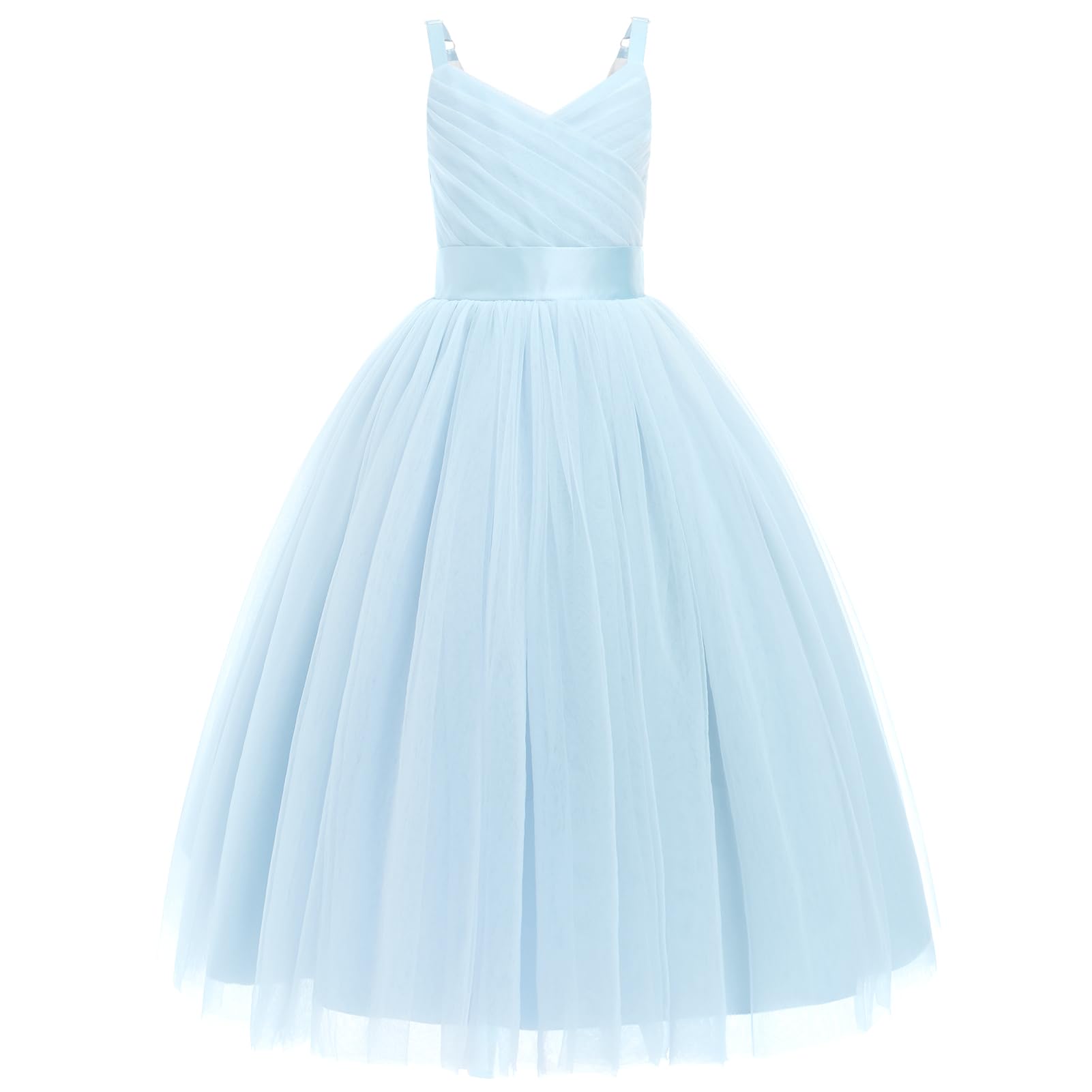 IDOPIP La Fille des Fleurs Princesse Robe Longue Plissée Mariage Demoiselle d'honneur Robe De Bal Broderie Fleur Dentelle élégante Col en V