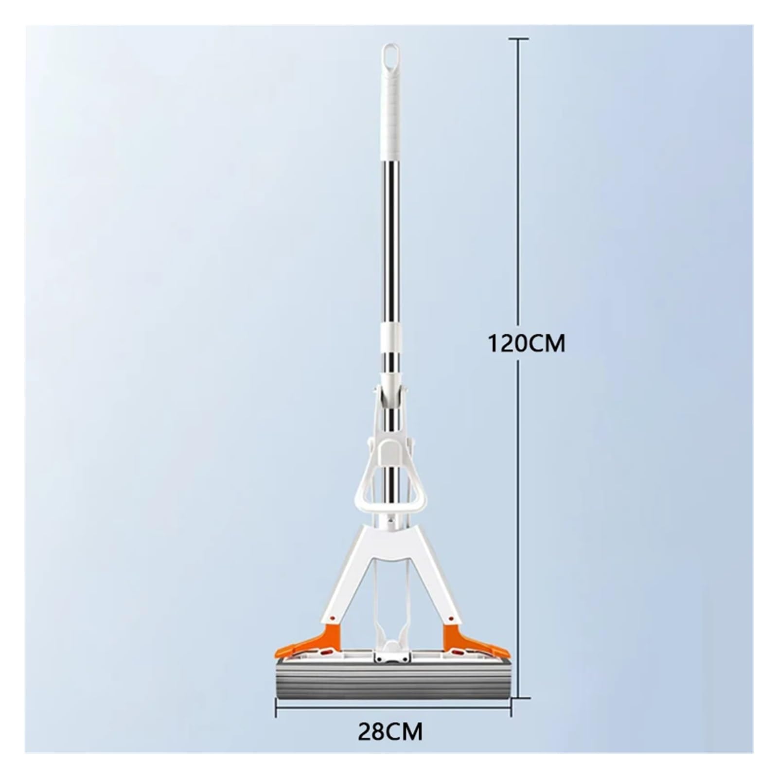 Trapeador de algodón Goma autodrenante Tipo apretón, autolimpieza Manos Libres(White-2 Sponge-Hook)
