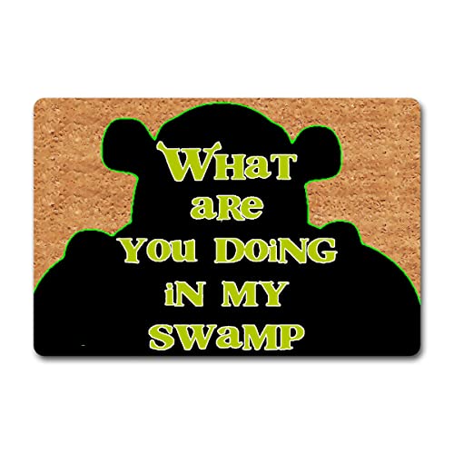 Funny Welcome Doormat For Indoor & Outdoor Entrance Way Decor What Are You Doing In My Swamp Doormat Personalized Kitchen Rugs and Mats With Anti-Slip Rubber Back Novelty Gift Mat(23.7 X 15.9 in)