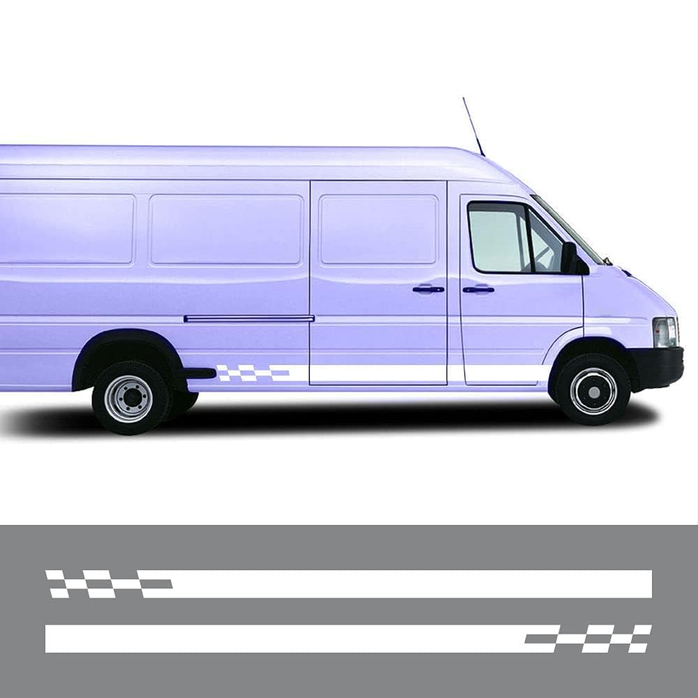 LzDQF Car Side Skirt Stickers stripe decal Decals,For VW LT35 Car Door Side Skirt Sticker Auto Body Decor Decals.,White