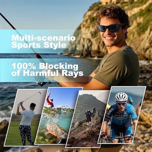 Scratch/Saltwater Resistant/Oleophobic Coating Lens Polarized Sports Sunglasses for Men Women, TR90 Wrap Around Sun Glasses3